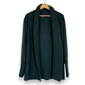 Bloomingdale’s Cashmere Green Sweater Cardigan Open Medium